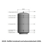 Buffert 1300L oisolerad rund ackumulatortank