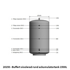 Buffert 1500L oisolerad rund ackumulatortank