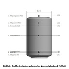 Buffert 3000L oisolerad rund ackumulatortank