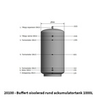 Buffert 1000L oisolerad rund ackumulatortank