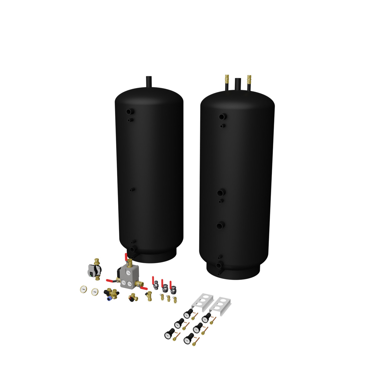 Tankpaket 1000L 2x500 oisolerade Buffert