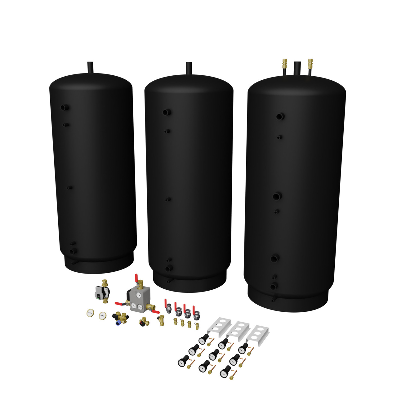 Tankpaket 2250L 3x750 oisolerade Buffert